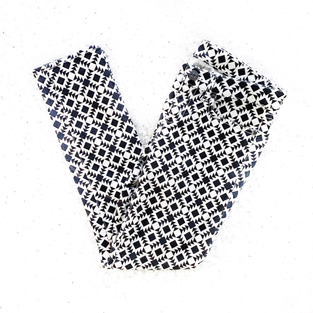 J. Crew Mid arise Toothpick Jean Black/White Print - Picture 2 of 11